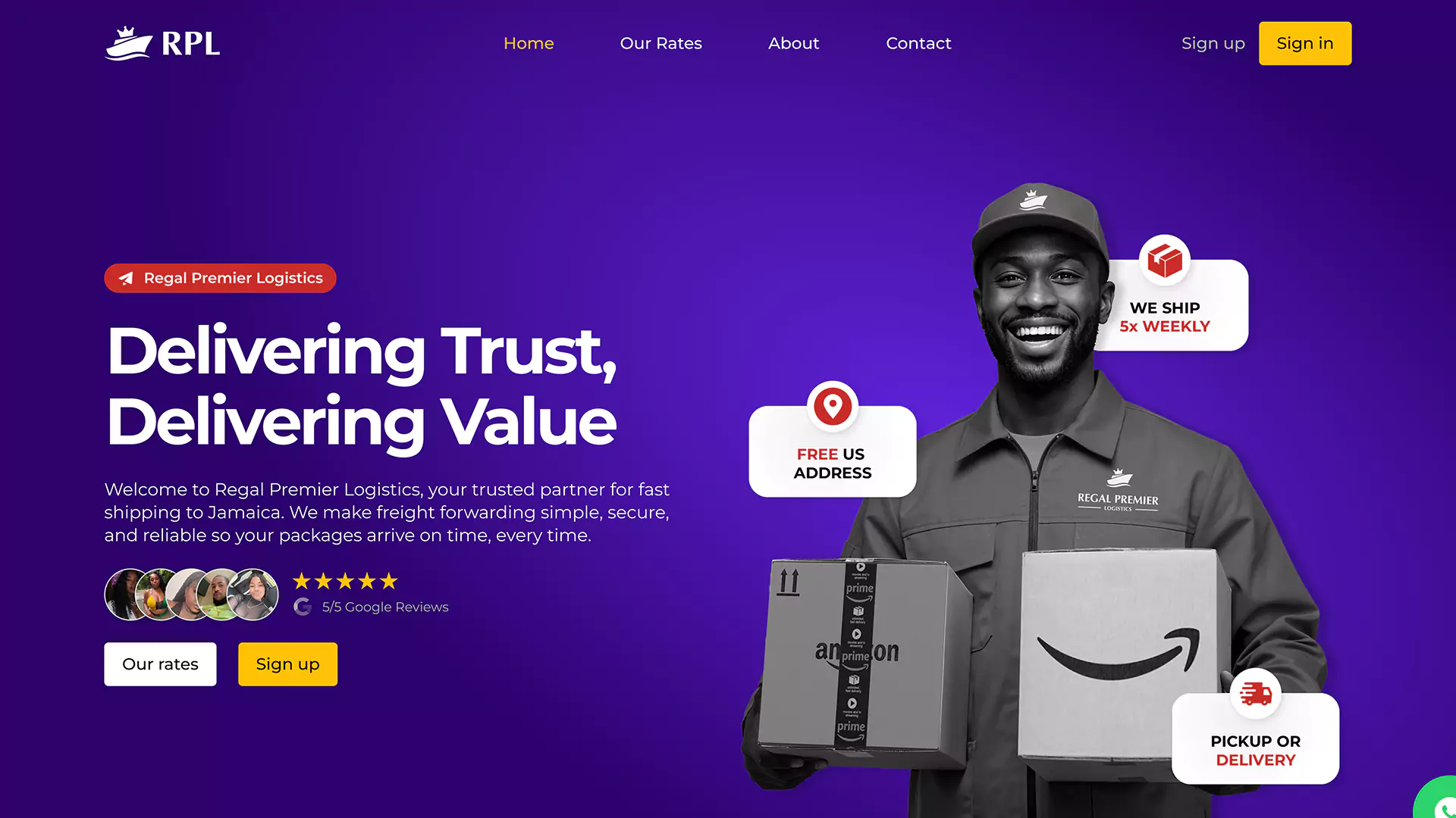 regal premier logistics web design by muplix